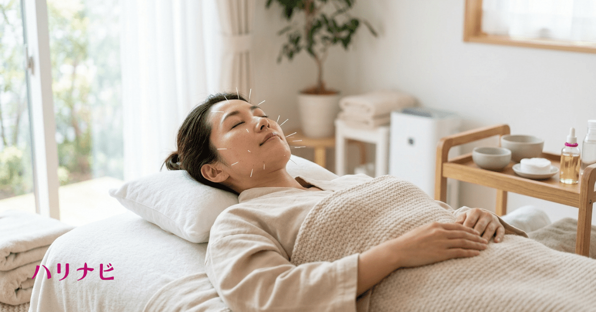 美容鍼で全身の倦怠感や体調不良を整えながら肌荒れ解消を目指すイメージ