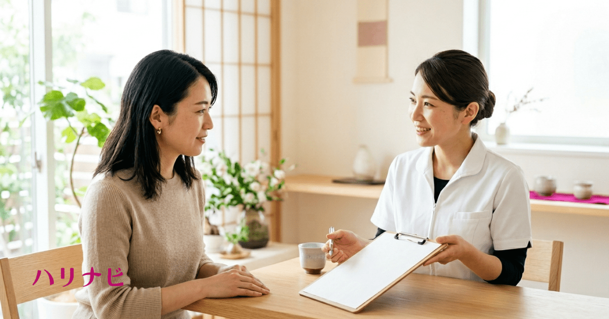 不妊鍼灸の費用や通院頻度について確認しているイメージ