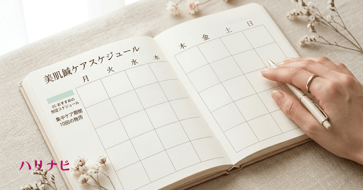 美容鍼の推奨通院スケジュールを示したカレンダー図