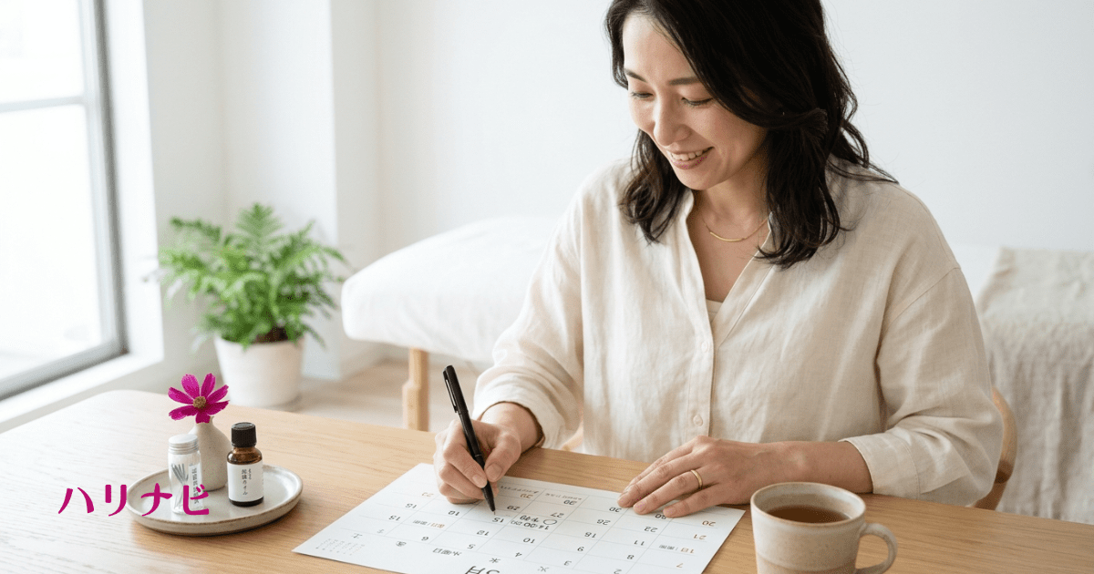 美容鍼の通院スケジュールを示すカレンダーのイラスト