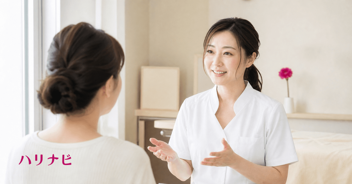 不妊鍼灸に関するよくある質問に答える鍼灸師と相談する患者の様子