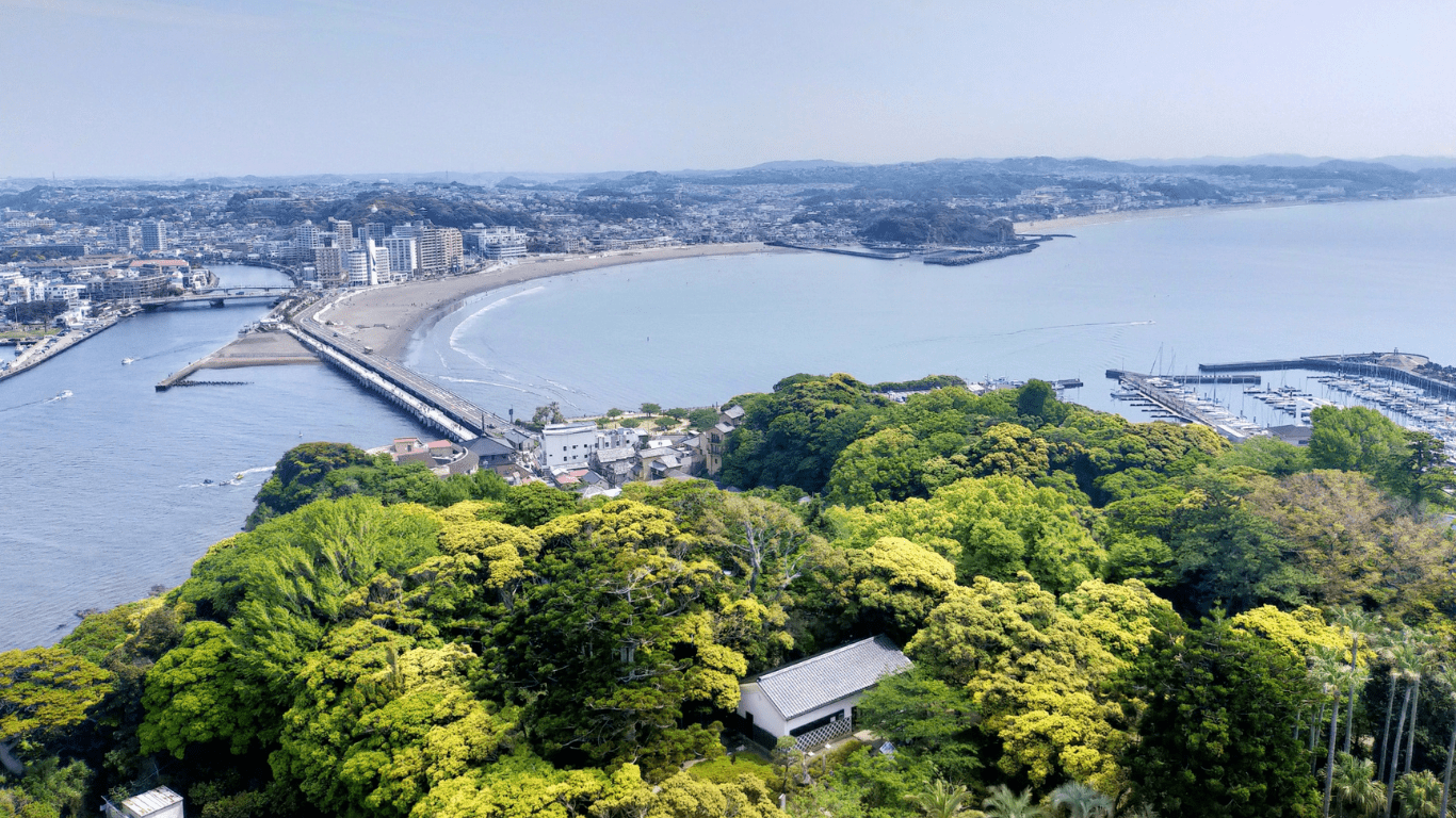 初夏の湘南江の島からの絶景の写真
